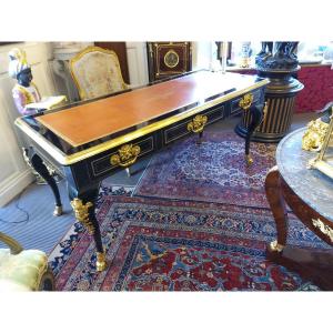 Regency Style Flat Desk In Blackened Wood Napoleon III Period